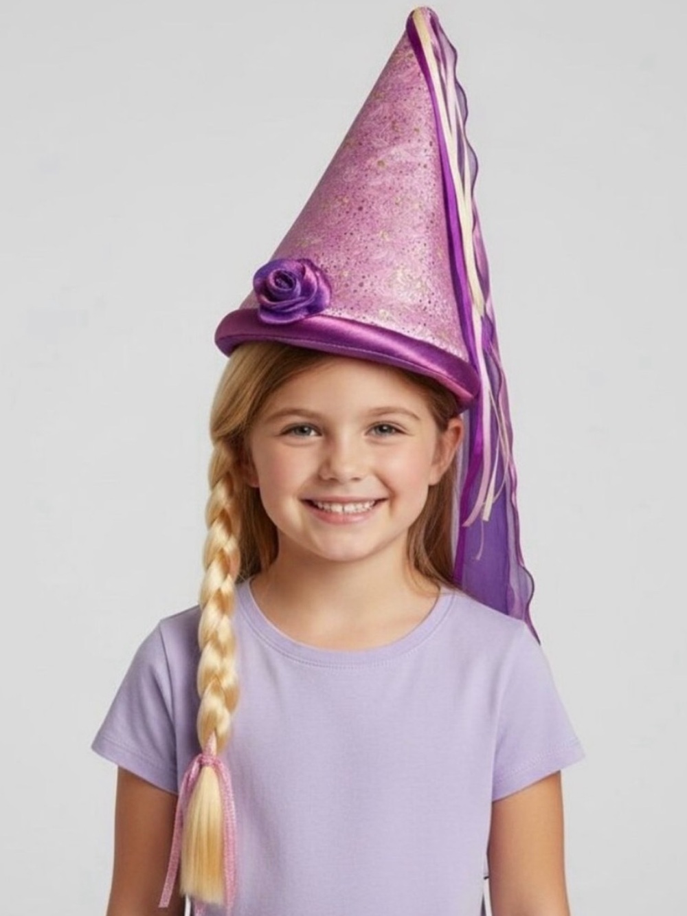 Disney Purple Rapunzel Hat with Blonde Braided Ponytail